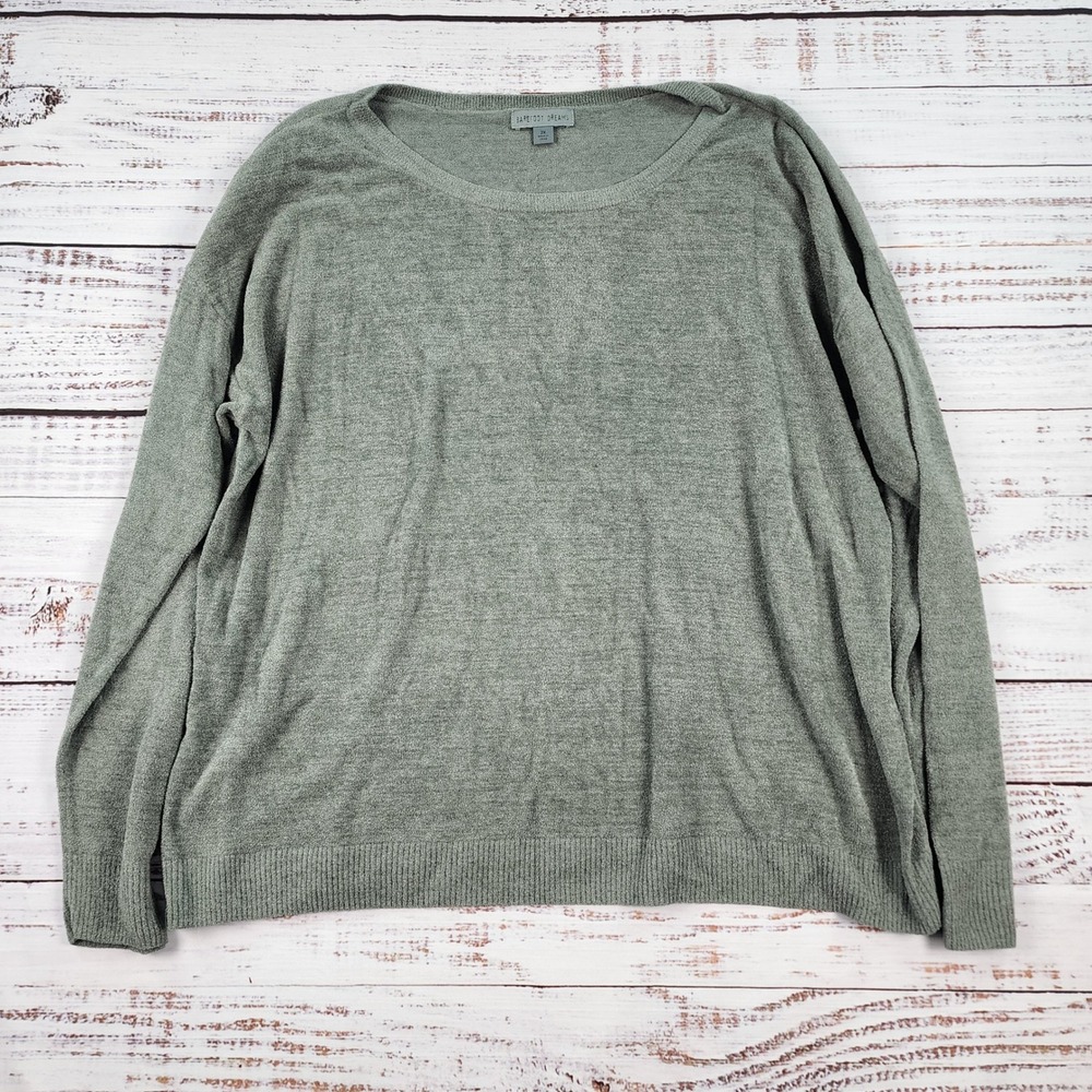 Barefoot Dreams CozyChic Ultra Lite Pullover Sweater Women 2X Green Knit